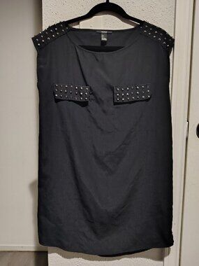 Forever 21 Black Sleeveless Mini Dress with Embellished Pyramid Studs